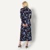 imageAmazon Essentials Womens Fit and Flare LongSleeved Short Maxi DressBurgundy Blue Floral