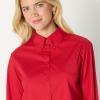 imageAmazon Essentials Womens Modern OversizedFit Cropped Cotton Stretch Poplin ButtonDown ShirtRed