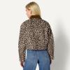 imageAmazon Essentials Womens OversizedFit Cropped Denim Jacket with Contrast CollarBlack Brown Animal Print