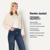 imageAmazon Essentials Womens OversizedFit Cropped Denim Jacket with Contrast CollarEcru