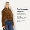imageAmazon Essentials Womens OversizedFit Cropped Faux Fur Jacket with CollarBrown
