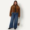 imageAmazon Essentials Womens OversizedFit Cropped Faux Fur Jacket with CollarBrown