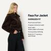 imageAmazon Essentials Womens OversizedFit Cropped Faux Fur Jacket with CollarDark Brown