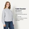 imageAmazon Essentials Womens RelaxedFit Cable Crewneck SweaterLight Grey Heather