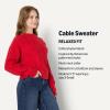 imageAmazon Essentials Womens RelaxedFit Cable Crewneck SweaterRed