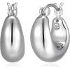 imageAmazon Essentials Demis Pick Bold Hoop Earrings for Women  Fine Silver Plated Trendy Jewelry