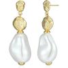 imageAmazon Essentials Demis Pick Pearl Drop Earrings for Women  GoldTone Fine Silver Plated Bridal Jewelry