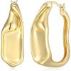 imageAmazon Essentials Demis Pick Sculpted Modern Hoop Earrings for Women  GoldTone Fine Silver Plated Trendy Jewelry