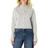 imageAmazon Essentials Demis Pick Womens Modern OversizedFit Cropped Cotton Stretch Poplin ButtonDown ShirtIvory Black Stripe