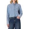 imageAmazon Essentials Demis Pick Womens Modern OversizedFit Cropped Denim ButtonDown ShirtIcy Light Blue