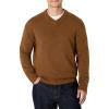 imageAmazon Essentials Mens RegularFit Cotton Blend VNeck SweaterCaramel Heather