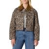 imageAmazon Essentials Womens OversizedFit Cropped Denim Jacket with Contrast CollarBlack Brown Animal Print