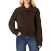 imageAmazon Essentials Womens RelaxedFit Button Collar SweaterChocolate Heather