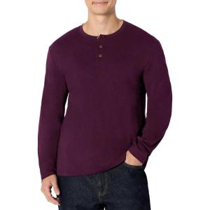 imageAmazon Essentials Demis Pick Mens RelaxedFit Long Sleeve HenleyBurgundy