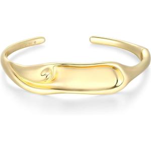 imageAmazon Essentials Demis Pick Sculpted Cuff Bracelet for Women  GoldTone Fine Silver Plated Bangle Bracelet