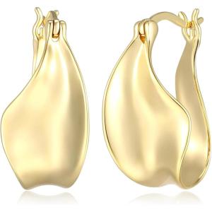 imageAmazon Essentials Demis Pick Sculpted Hoop Earrings for Women  GoldTone Fine Silver Plated Trendy Jewelry