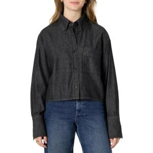 imageAmazon Essentials Demis Pick Womens Modern OversizedFit Cropped Denim ButtonDown ShirtBlack