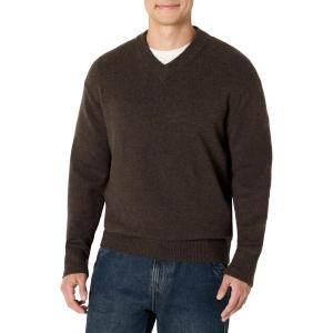 imageAmazon Essentials Mens RegularFit Cotton Blend VNeck SweaterChocolate Heather