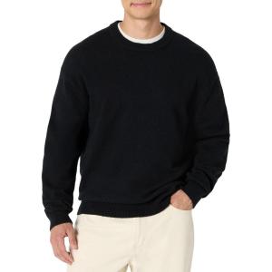 imageAmazon Essentials Mens RelaxedFit Cotton Blend Textured Crewneck Pullover SweaterBlack