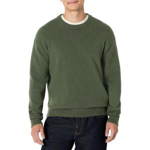 imageAmazon Essentials Mens RelaxedFit Cotton Blend Textured Crewneck Pullover SweaterDark Olive