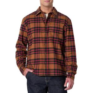 imageAmazon Essentials Mens RelaxedFit LongSleeve Flannel ShirtDark Chestnut Brown Red Simple Plaid