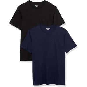 imageAmazon Essentials Mens Short Sleeve TShirts SlimFit Crewneck Pack of 2BlackNavy