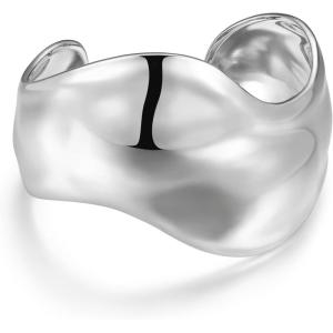 imageAmazon Essentials Silver Cuff Bracelet for Women  Fine Silver Plated Chunky Bangle Bracelet