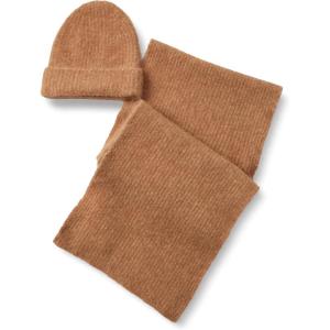 imageAmazon Essentials UnisexAdult Faux Mohair Scarf ampamp Hat SetCamel Heather