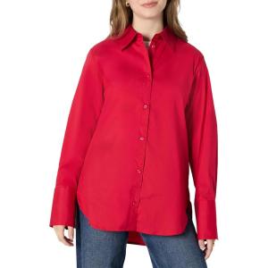 imageAmazon Essentials Womens OversizedFit Cotton Stretch Poplin ButtonDown Dress ShirtRed