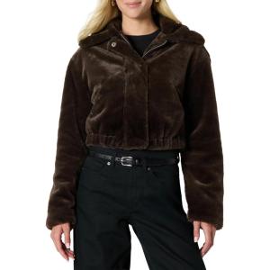 imageAmazon Essentials Womens OversizedFit Cropped Faux Fur Jacket with CollarDark Brown