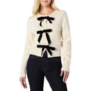 imageAmazon Essentials Womens RegularFit LongSleeve Tie Front Cardigan with BowsOatmeal Heather