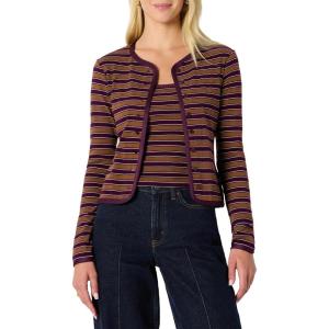 imageAmazon Essentials Womens SlimFit Ribbed Cardigan ampamp Cami Set with Removable StrapsBurgundy Brown Stripe