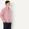 imageAmazon Essentials Mens Modern OversizedFit Cotton ButtonDown ShirtMauve Dark Chestnut Brown Stripe