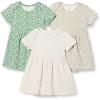 imageAmazon Essentials BabyGirls Short Sleeve Bodysuit DressSage Green Ditsy FloralStripe