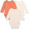 imageAmazon Essentials Unisex Babies Cotton Stretch Jersey Long Sleeve Bodysuit Previously Amazon Aware Pack of 3Beige MouseLight OrangePink Stripe
