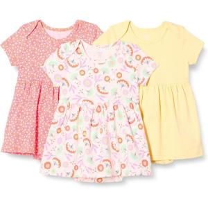 imageAmazon Essentials BabyGirls Short Sleeve Bodysuit DressPale YellowFloral