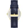 imageAmazon Essentials Mens Easy to Read 42mm Leather Band Analog WatchNavyGold
