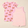 imageAmazon Essentials unisexbaby Sleeveless and ShortSleeve Romper SetPink TigerStripe