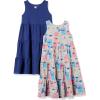 imageAmazon Essentials Girls and Toddlers Knit Sleeveless Tiered Dresses Previously Spotted Zebra Pack of 2NavyMonsters