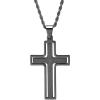 imageAmazon Essentials Mens Stainless Steel and GoldPlated Spinner Cross Pendant NecklaceBlack