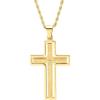 imageAmazon Essentials Mens Stainless Steel and GoldPlated Spinner Cross Pendant NecklaceGold