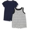 imageAmazon Essentials unisexbaby Sleeveless and ShortSleeve Romper SetBlueStripe