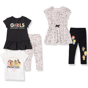 imageAmazon Essentials Disney  Marvel  Star Wars  Frozen  Princess Girls and Toddlers MixandMatch Outfit Sets Multipacks5piece That Princess Life Set