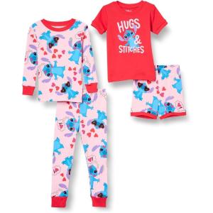 imageAmazon Essentials Disney  Marvel  Star Wars Babies Toddlers and Girls Pajama Set4piece Stitch Hugs