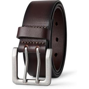 imageAmazon Essentials Mens Double Prong Leather BeltBrown