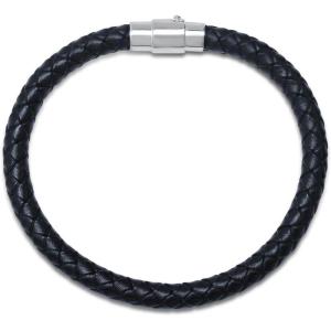 imageAmazon Essentials Mens Leather Sterling Silver BraceletBlack
