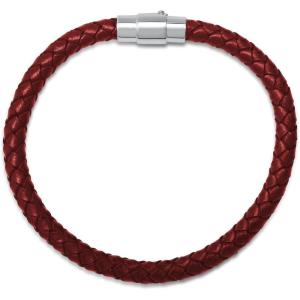 imageAmazon Essentials Mens Leather Sterling Silver BraceletRed