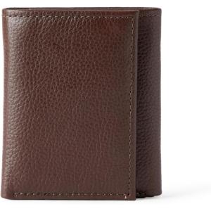imageAmazon Essentials Mens Pebbled Full Grain Leather Trifold WalletDark Brown