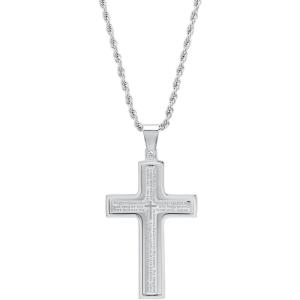 imageAmazon Essentials Mens Stainless Steel and GoldPlated Spinner Cross Pendant NecklaceSilver