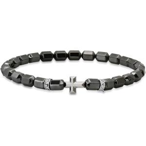 imageAmazon Essentials Mens Sterling Silver Small Bead Stretch BraceletCross Hematitle